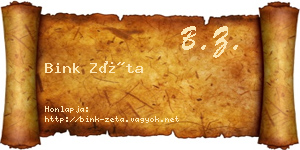 Bink Zéta névjegykártya